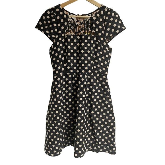 Maeve Dresses & Skirts - Maeve Women 2 Black White Polkadot A Line Mini Cut Outs Keyholes
